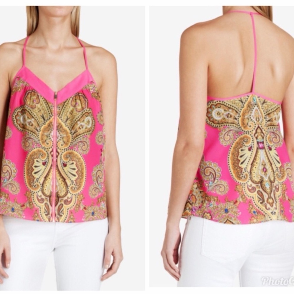 Ted Baker London Hot Pink Paisley Print Halter Cami